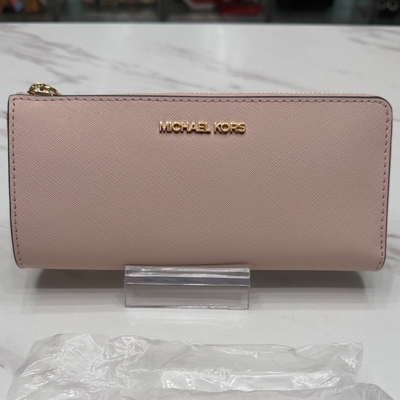 Michael Kors Handbags - MICHAEL KORS Pale Pink Saffiano Zip-Around Wallet
